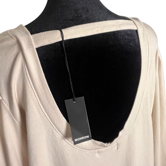 Monrow Puff Sleeve Cream Open-Back Sweatshirt – Size L (Made in USA) - Picture 5 of 12